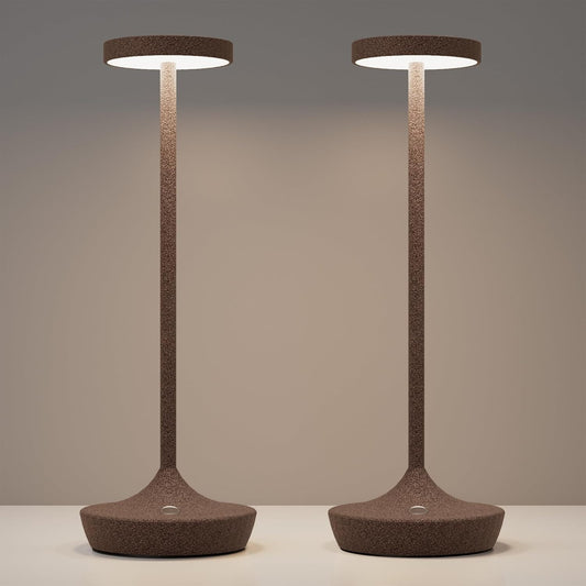 Cordless Table Lamp Rechargeable - 6000mAh LED Battery Operated Table Light - Portable Touch Dimmable Outdoor Waterproof Table Lamps for Patio Restaurant Dining (2 Rust)