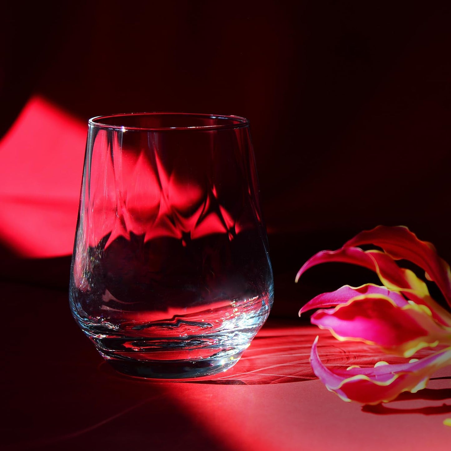 Krosno Textured Drinking Glasses,Set of 3, Water and Juice, Wine and Cocktails,14,54 fl. oz, Splendour LUMI Collection, Ideal for Everyday Use, Drinking Glasses, Dishwasher Safe, Made in Europe