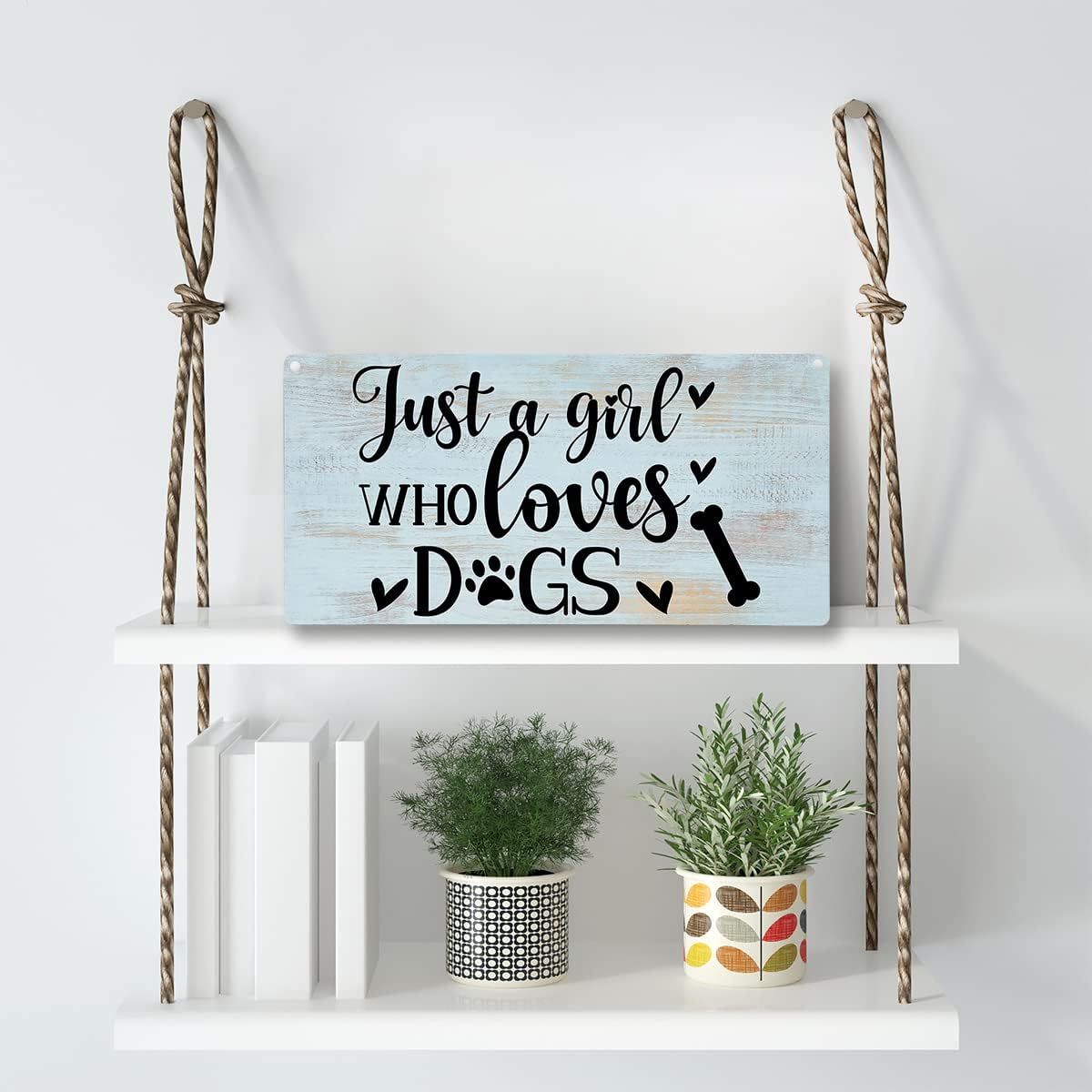 Funny Just a Girl Who Loves Dogs Wood Sign Rustic Dogs Lovers Wooden Hanging Plaque for Home Living Room Girl Bedroom Wall Art Decoration 6 x 12 Inches Present