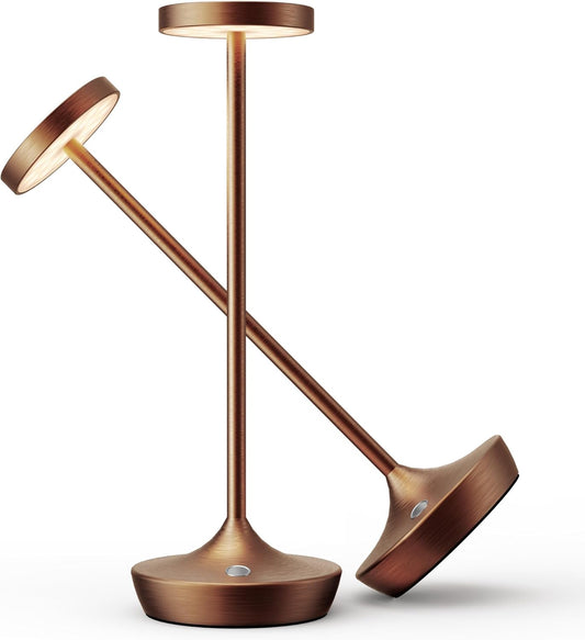 Cordless Table Lamp Rechargeable - 6000mAh LED Battery Operated Table Light - Portable Touch Dimmable Outdoor Waterproof Table Lamps for Patio Bar Restaurant Dining (2 Brown)