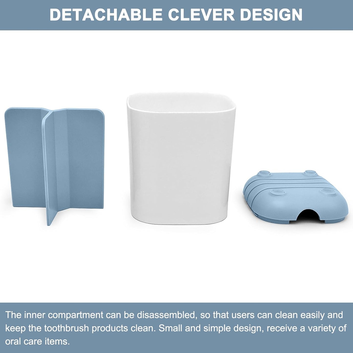 Toothbrush Holder for Bathroom,Plastic Detachable for Easy Cleaning Multi-Functional Storage,3 Slots Anti-Slip Electric Toothbrush and Toothpaste Organizer Caddy for Bathroom Vanity,Countertop (Blue)