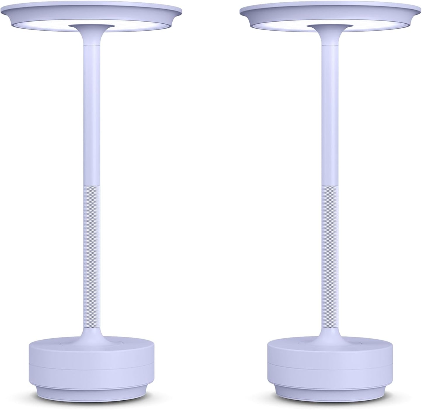2 Pack Cordless Table Lamps Rechargeable, 5000mAh Portable LED Table Light, 3 Color Stepless Dimming Battery Powered Table Lamp, for Patio/Restaurant/Home/Outdoor.(Light Purple)