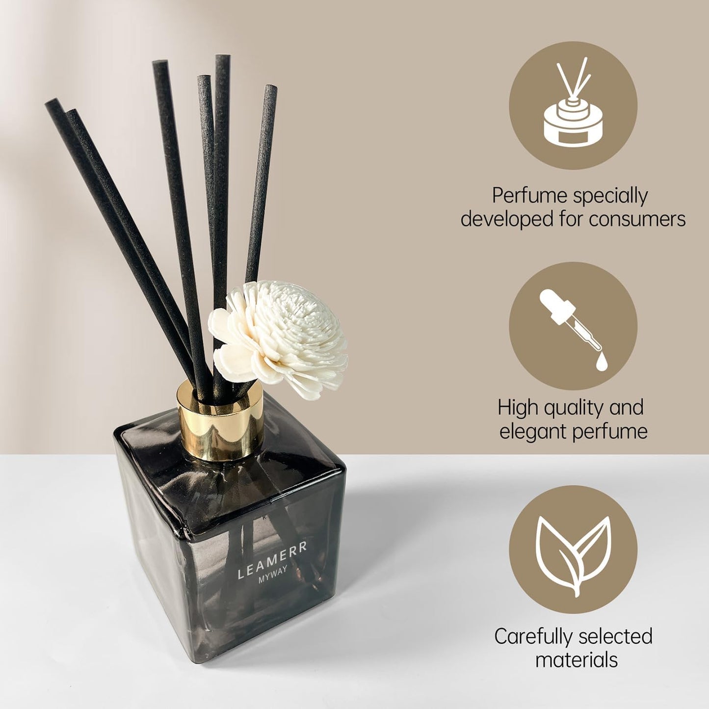 Reed Diffuser Set, My Way Floral Fragrance Diffuser 6.1 fl oz with 6 Reed Sticks Long-Lasting Home Fragrance Reed Diffuser for Home Room Office Bathroom Shelf Decor