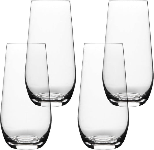 over&back 19oz Traditional Glassware - Set of 4 Classic Stemless Drinking Glasses for Parties, Get-togethers, and More - Mouth-Blown - Wine Cups for Kitchen and Dining Room - Clear, Water (19oz)