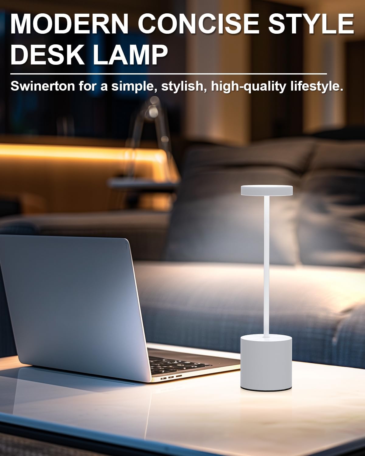 Cordless Table Lamps Rechargeable Set of 2, Portable LED Desk Lamp, 5000mAh Battery Powered Wireless Table Light - 3 Color Dimmable Lighting for Restaurant Dining Patio Outdoor Bedroom(White)