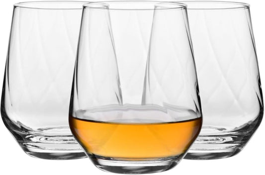 Krosno Textured Drinking Glasses,Set of 3, Water and Juice, Wine and Cocktails,14,54 fl. oz, Splendour LUMI Collection, Ideal for Everyday Use, Drinking Glasses, Dishwasher Safe, Made in Europe