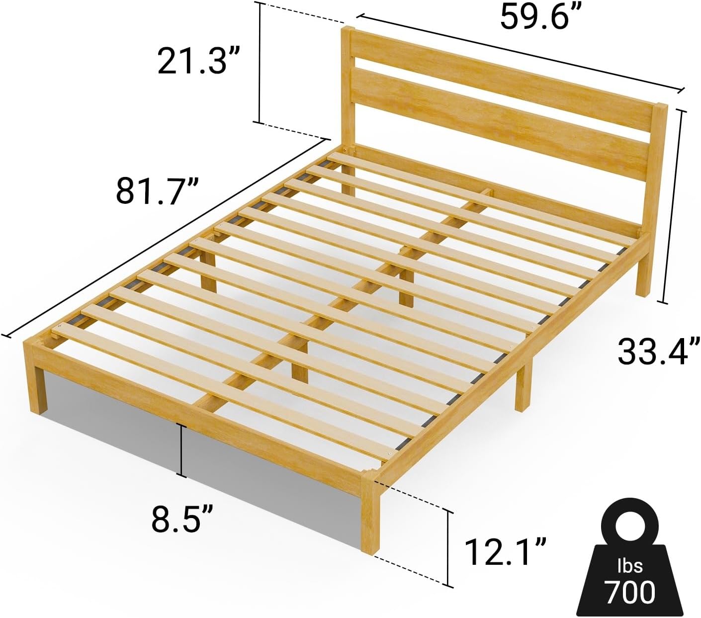 LIFEMENT Classic Wood Platform Bed Frame with Headboard, Essential, Noise Free, Under Bed Storage, No Box Spring Needed, Easy Assembly (Natural, Queen (U.S. Standard))