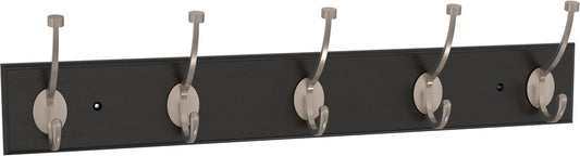 Franklin Brass Pilltop (1-Pack) 27" Coat Rack Wall Mount Matte Black Hat Rack with 5 Hooks Hanging Hook Rail for Clothes, Towels, Purses, Bags, Kitchen, Entry, Closet Organization B46716K-218-R