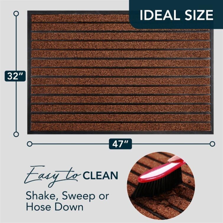 ubdyo Extra Durable Door Mat - Dirt Trapping Outdoor Welcome Mats - Non-Slip Outdoor Indoor Entrance - Low Profile Front Doormat (47" x 32", Bright Burgundy)