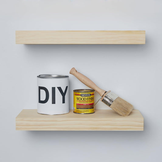 Homeforia 18 inch Wood Floating Shelves, High End Solid Natural Wood 18inch Floating Shelf for Wall Mounted, Unfinished Wooden 18in Floating Shelves, Heavy Duty Bracket, 18 X 6.5 X 1.75 inch, Set of 3