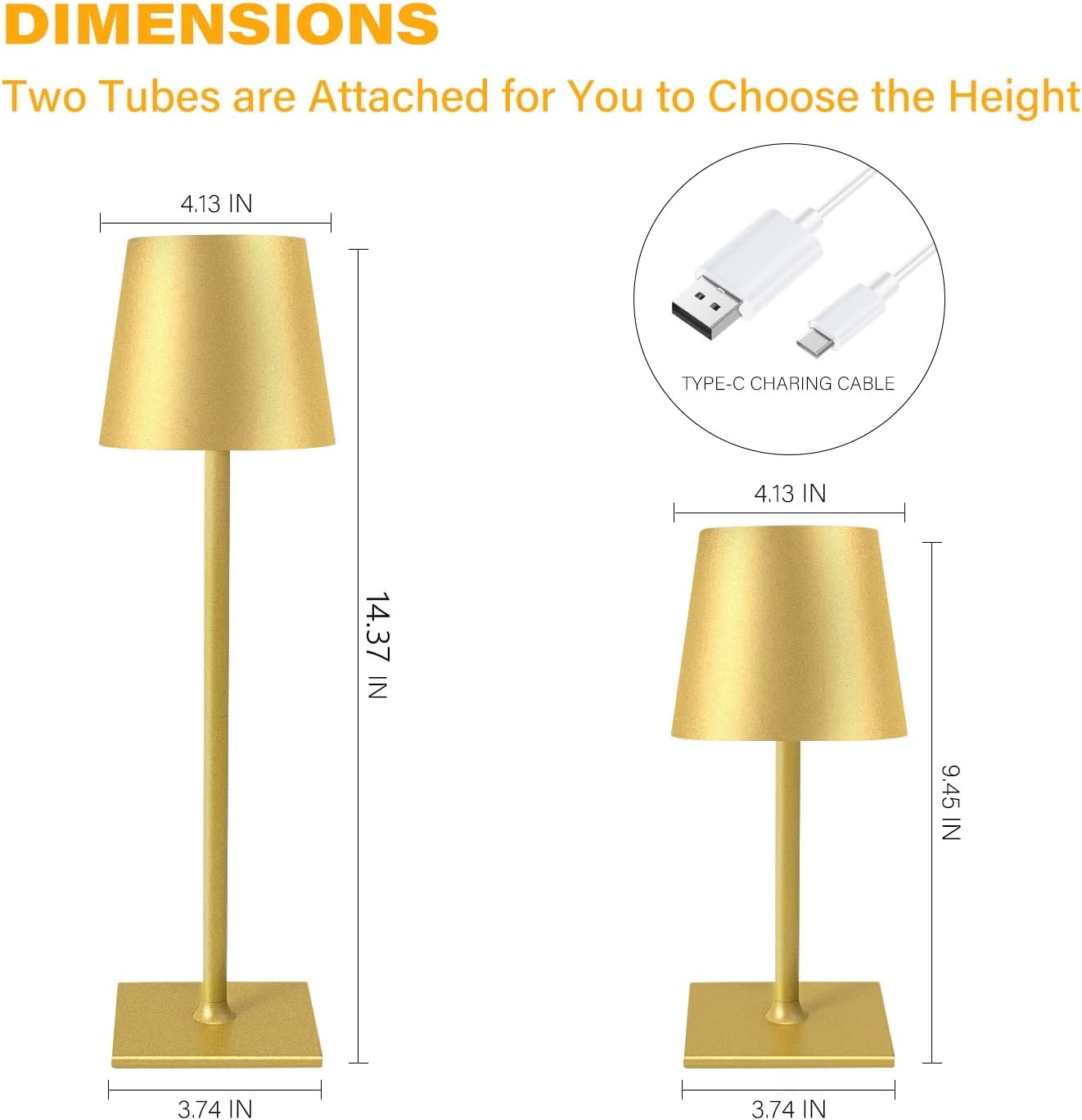 2 Pack Cordless Table Lamps, 3 Colors Stepless Dimming, 5000mAh Rechargeable Battery LED Desk Lamp for Bedroom/Couple Dinner/Desk/Cafe/Dining Room/Terrace