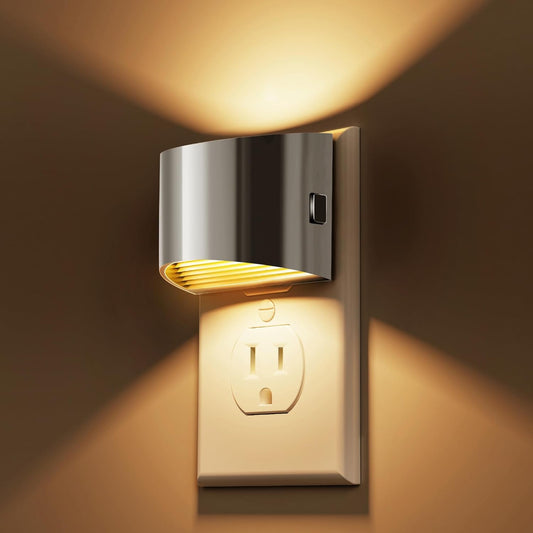 L LOHAS LED Night Lights Plug into Wall, Dimmable Night Light with 3 Level Brightness, 3000K Soft White, 2 Pack, Grey