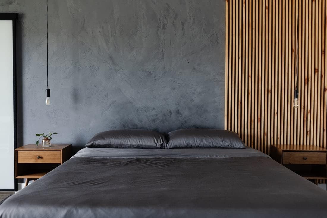 Cozy Earth Luxury Bed Sheet Set - 100% Viscose from Bamboo Fabric, Ultra-Soft & Breathable, Fits Regular & Deep Pocket Mattresses up to 20" - 4 Pieces Twin Sheet Set Charcoal Grey