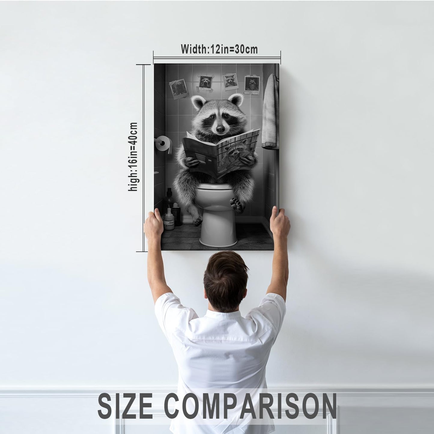 DIHSIEG Inspirational Canvas Wall Art Funny Bathroom Wall Art Print Poster, Frameless Canvas Decor,with Hook, Can be Placed on the Table,Motivational Prints,Dark 12x16 Inch