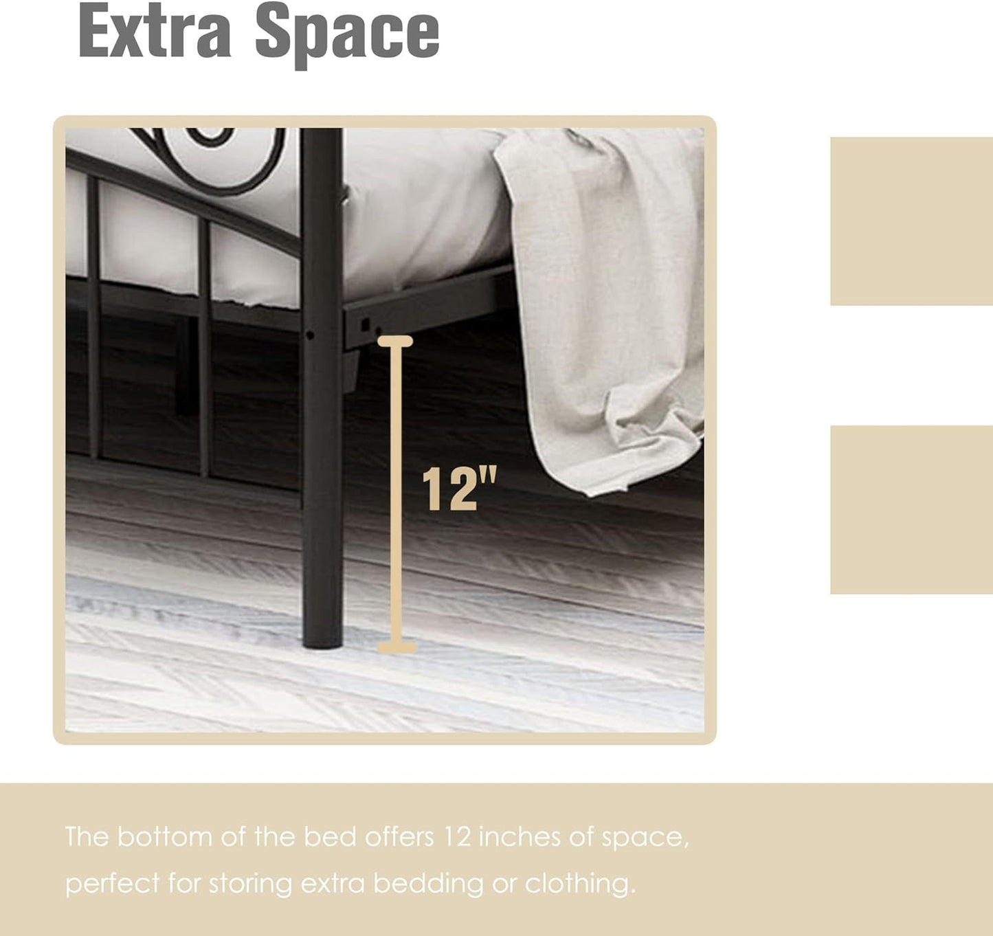 Full Size Canopy Bed Frame Four-Poster Metal Platform Bed with Headboard and Footboard Sturdy Heavy Duty Steel Slat Support No Box Spring Needed Black