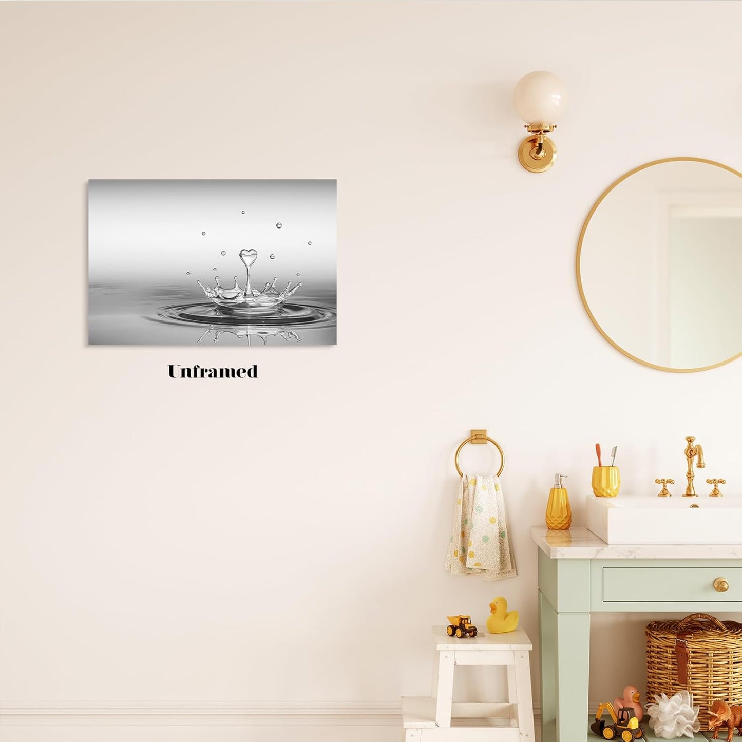 DCMVJHZV Heart Drop Bathroom Poster Black and White Bathroom Wall Art Zen Painting Wall Decor Yoga Meditation Picture Print Spa Room Bedroom Living Room Decorations(12"x16" Unframed)