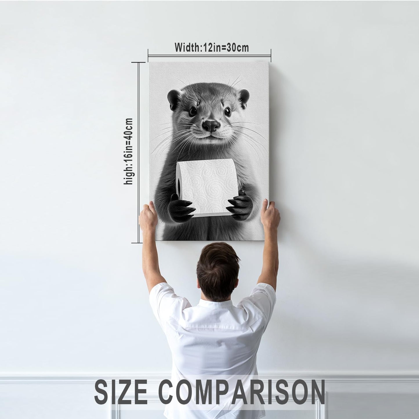 DIHSIEG Inspirational Canvas Wall Art Funny Bathroom Wall Art Print Poster, Frameless Canvas Decor,with Hook, Can be Placed on the Table,Motivational Prints,Dark 12x16 Inch