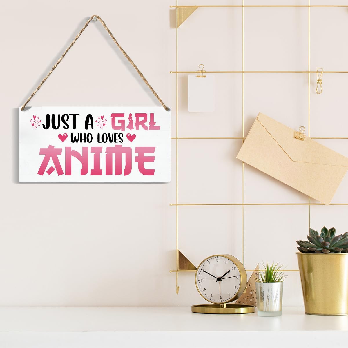 Funny Just a Girl Who Loves Anime Wood Sign Rustic Anime Lovers Wooden Hanging Plaque for Home Living Room Girl Bedroom Wall Art Decoration 6 x 12 Inches Present.white