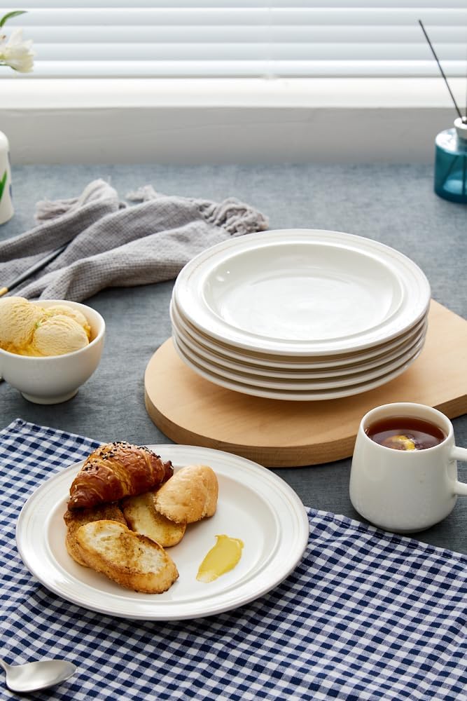 10.5-inch Porcelain Dinner Plate Set of 6 - Microwave, Oven and Dishwasher Safe, Scratch Resistant. (Cozy Gray)