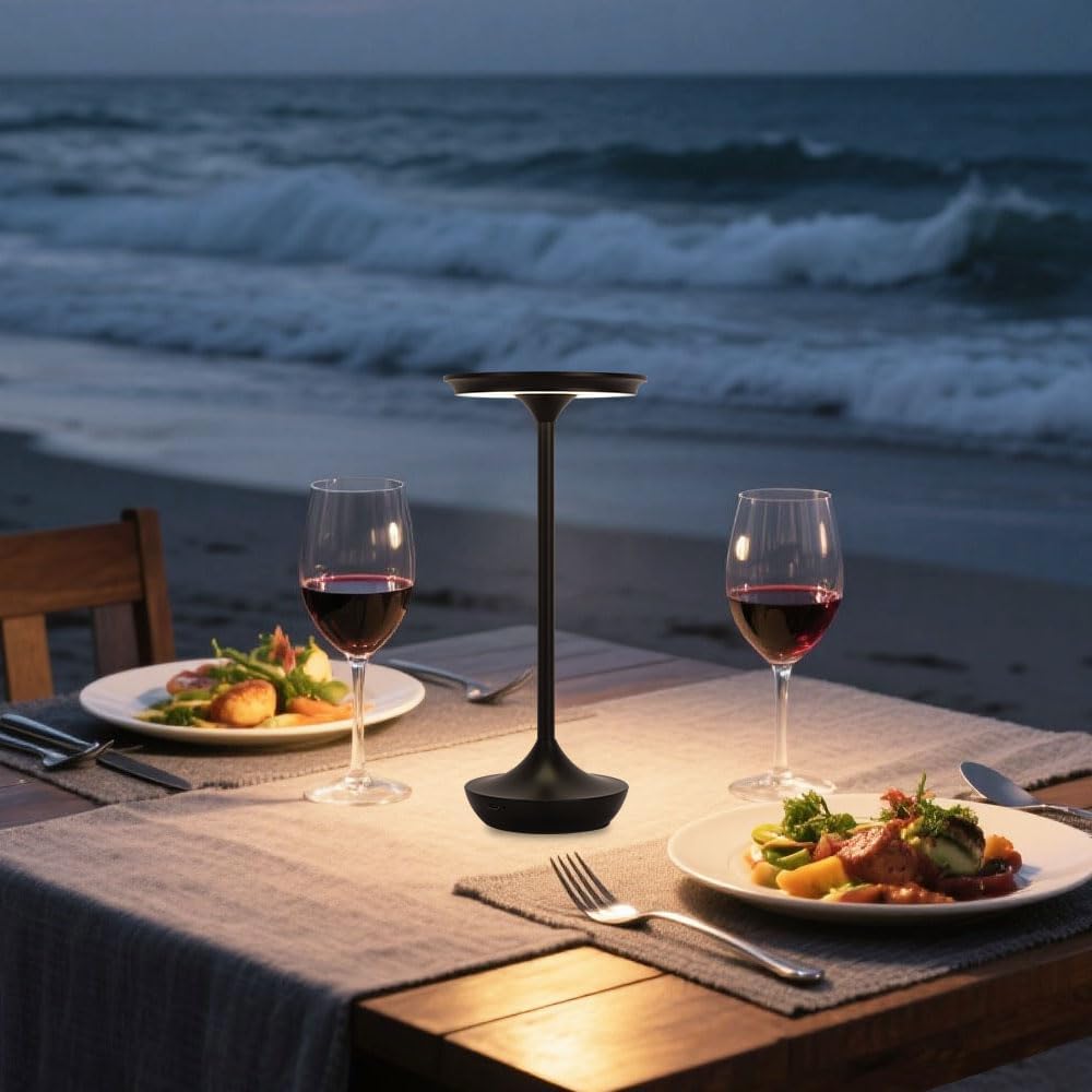 EJQ Cordless Table Lamp Rechargeable, 6000mAh Battery Operated LED Table Lights Outdoor Portable Touch Dimmable Table Lamp for Bedroom Patio Cofee Restaurant Dining Home Set of 2-Black