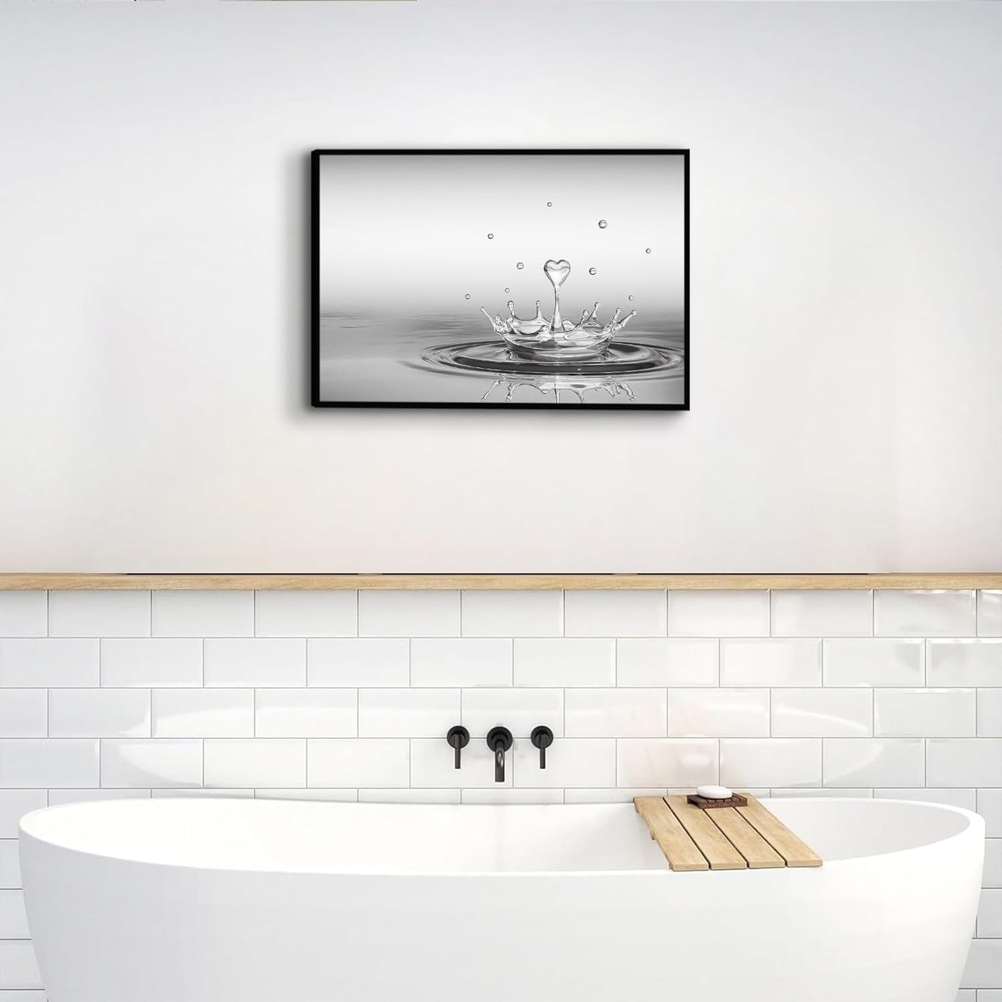 DCMVJHZV Framed Heart Drop Bathroom Wall Art Black and White Zen Bathroom Wall Art Yoga Meditation Picture Print Wall Decor Spa Room Bedroom Living Room Painting Wall Decorations(16"x24")