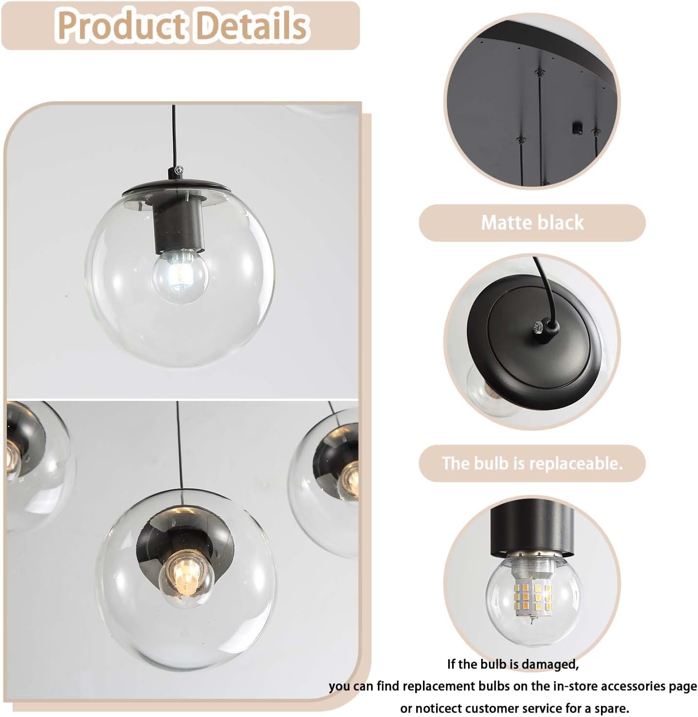 10-Light LED Staircase Modern Glass Globe Pendant Light Large Chandeliers for High Ceilings, Entryway Lighting Fixture Villas and Stairs