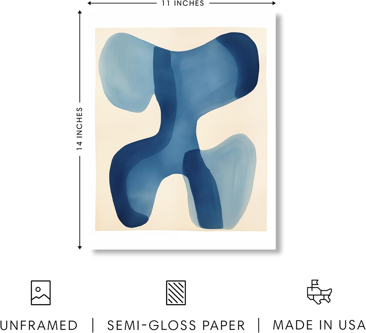 HAUS AND HUES Modern Abstract Wall Art - Blue and Green Living Room Art, Modern Artwork for Walls, Minimalist Picture for Living Room(Blue Shapes, Unframed, 11x14)