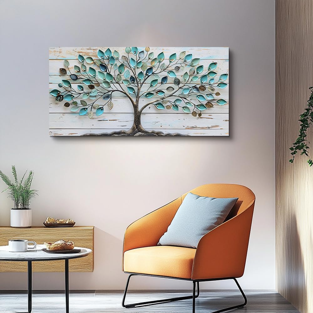MHARTK66 Canvas Wall Art Colorful Trees Large Paintings For Living Room Abstract Wall Decor Bedroom Farmhouse Artwork For Office Blue Landscape Watercolor Pictures Rustic Wall Hanging Decor 20x40
