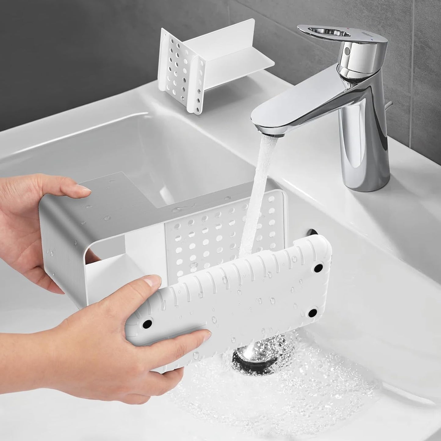 Toothbrush Holders for Bathroom Countertop Organizer, Brushed Nickel Tooth Brush Holder, Kids Electric Toothbrush and Toothpaste Holder with Drainage (Brushed Silver)