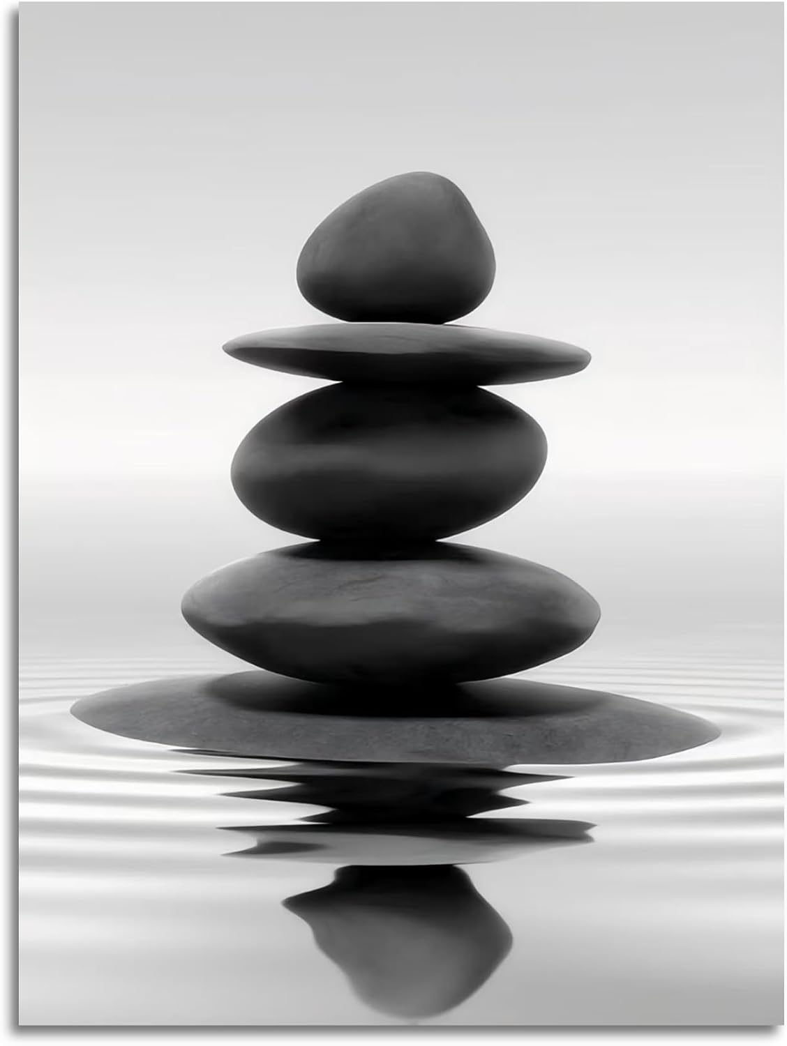 DCMVJHZV Black and White Bathroom Poster Stones in the water Wall Art Zen Bathroom Wall Decor Yoga Meditation Picture Print Spa Room Bedroom Living Room Wall Painting(16"x24" Unframed)