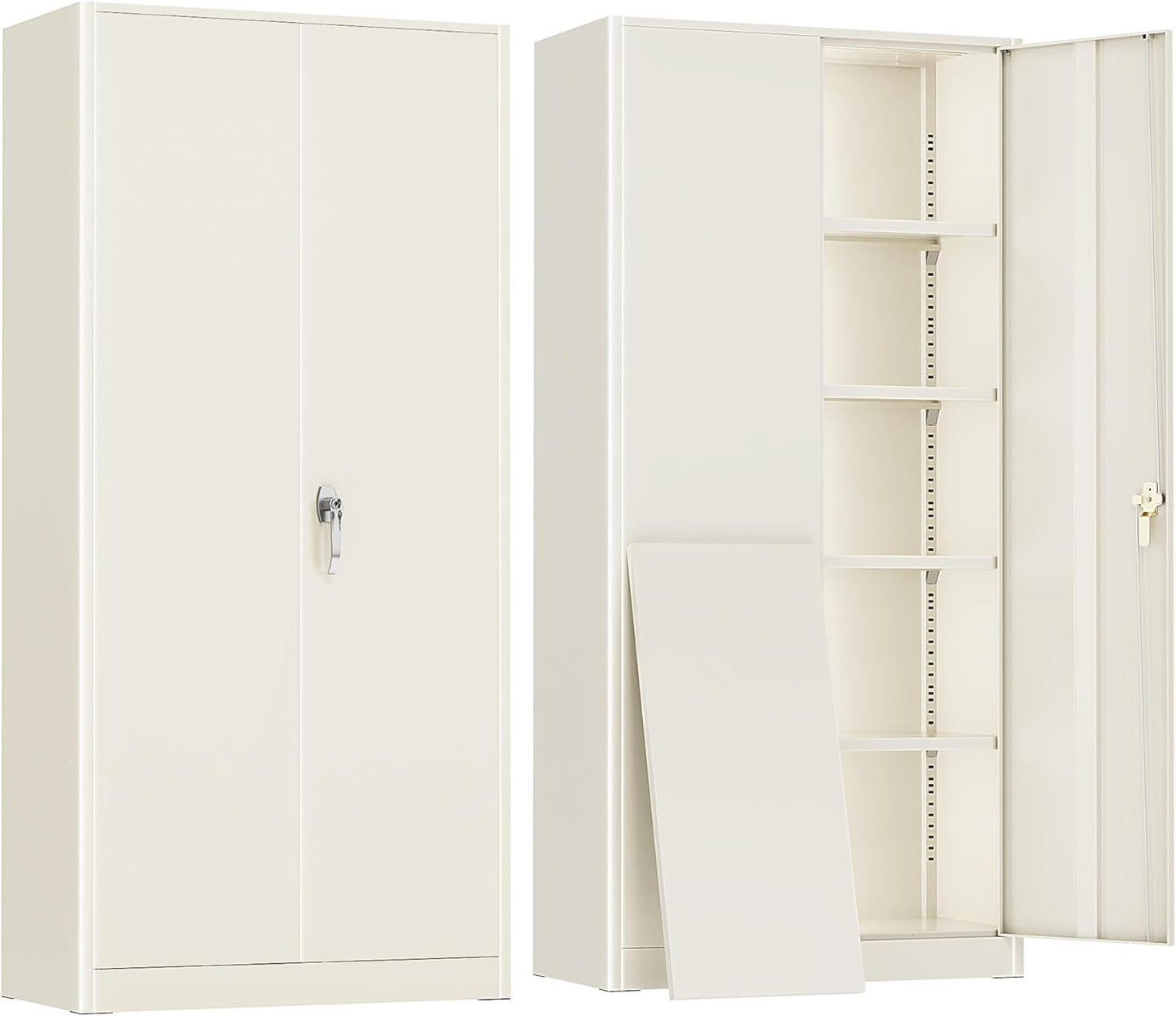 Greenvelly Metal Garage Storage Cabinet with 2 Doors and 4 Adjustable Shelves, 72”H Steel Lockable Storage Cabinet,Tall Metal Cabinet Locking File Cabinet for Office,Home, Garage, Gym, School