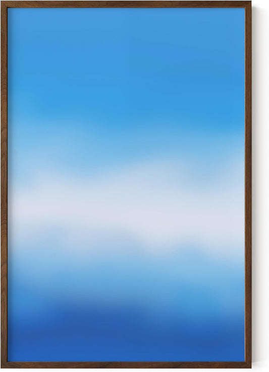 HAUS AND HUES Modern Abstract Wall Art - Blue and Green Living Room Art, Modern Artwork for Walls, Minimalist Picture for Living Room(Blue Tie-Dye, Walnut Frame, 24x36)