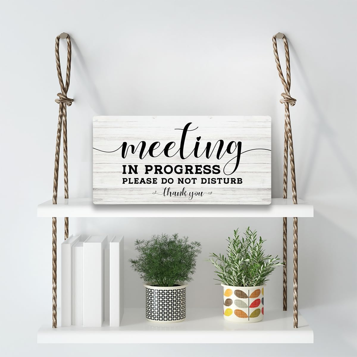 Meeting In Progress Sign, Office Door Hanger, Office Door Do Not Disturb Sign, Wooden Hanging Plaque 12 x 6 Inch, For Office Bedroom Living Room Home Decor Gifts