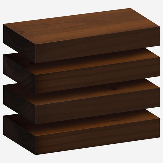 Homeforia Walnut 12 inch Floating Shelf, High End Solid Real Wood Small 12inch Floating Shelves for Wall Mounted, Dark Brown 12in Floating Shelves, Heavy Duty Bracket, 12 X 6.5 X 1.75 inches, Set of 2