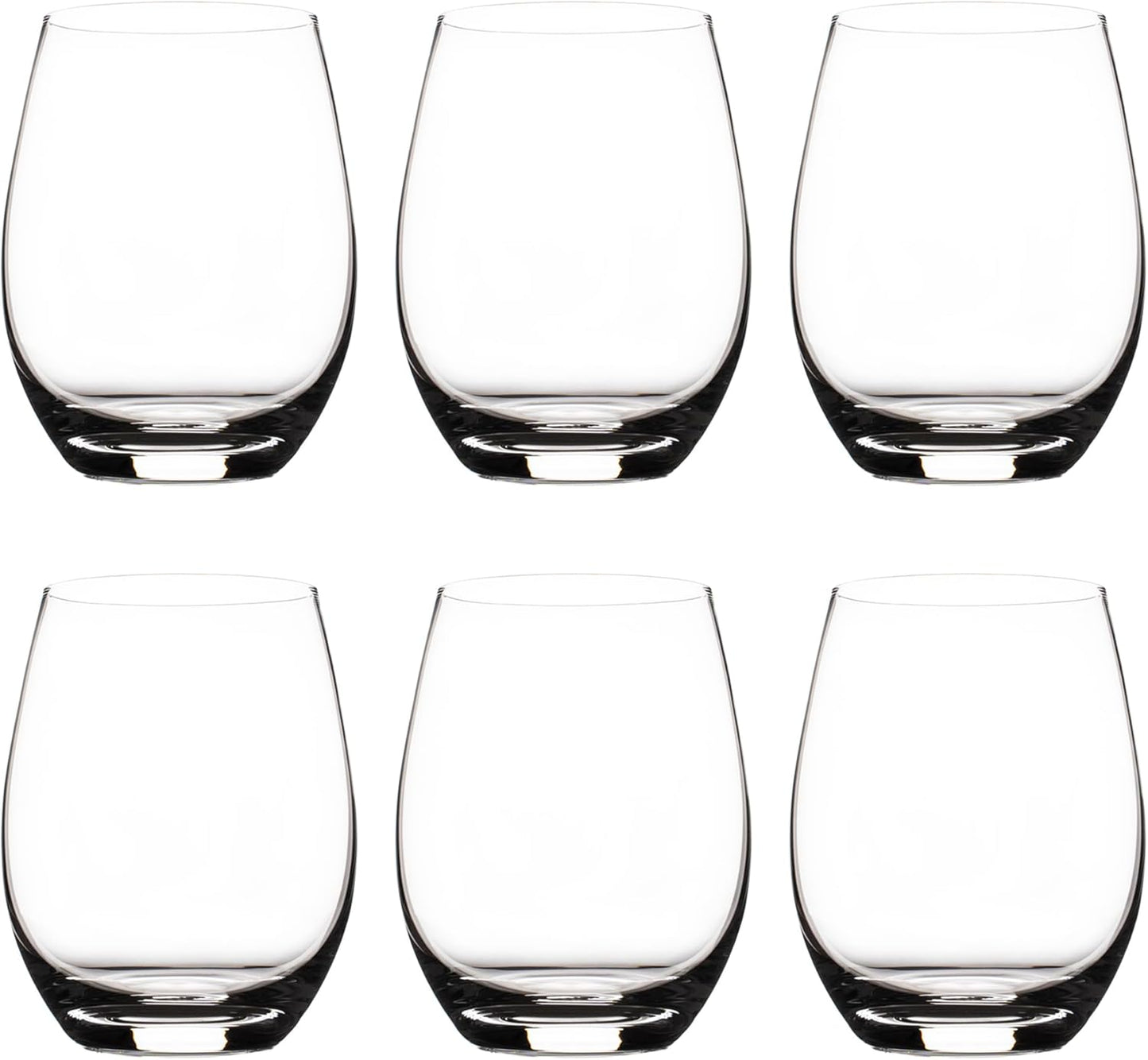 Premium Crystal Stemless Wine Glasses Set of 6, 15oz Lead-Free Red or White Wine Glass, Water Juice Glasses, All-Purpose Beverage Cups, Clear Drinking Tumblers in Gift Box, Dishwasher Safe