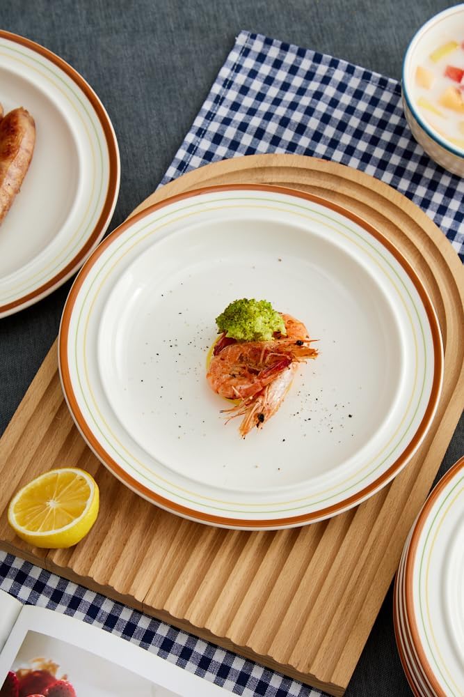 10.5-inch Porcelain Dinner Plate Set of 6 - Microwave, Oven and Dishwasher Safe, Scratch Resistant. (Multicolor)