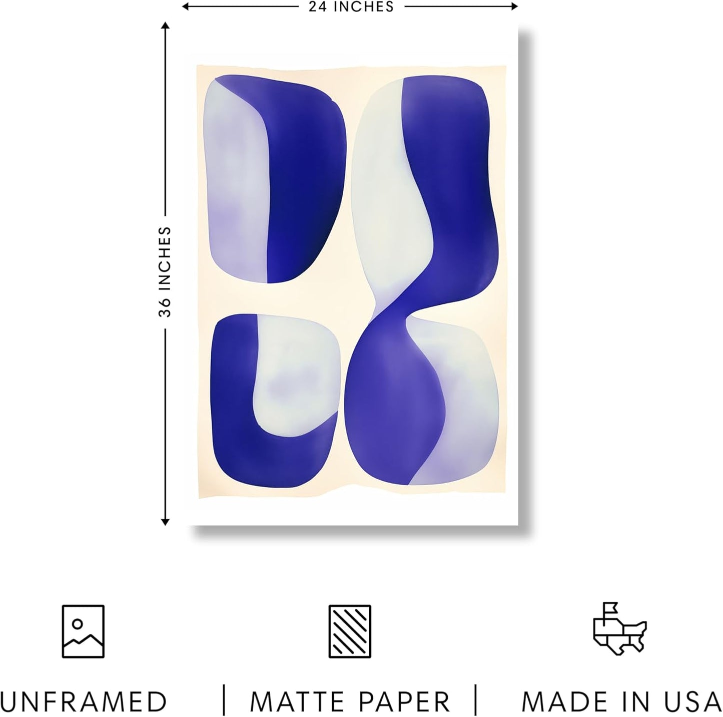 HAUS AND HUES Modern Abstract Wall Art - Blue and Green Living Room Art, Modern Artwork for Walls, Minimalist Picture for Living Room(Blue Tribal Shapes 2, Unframed, 24x36)