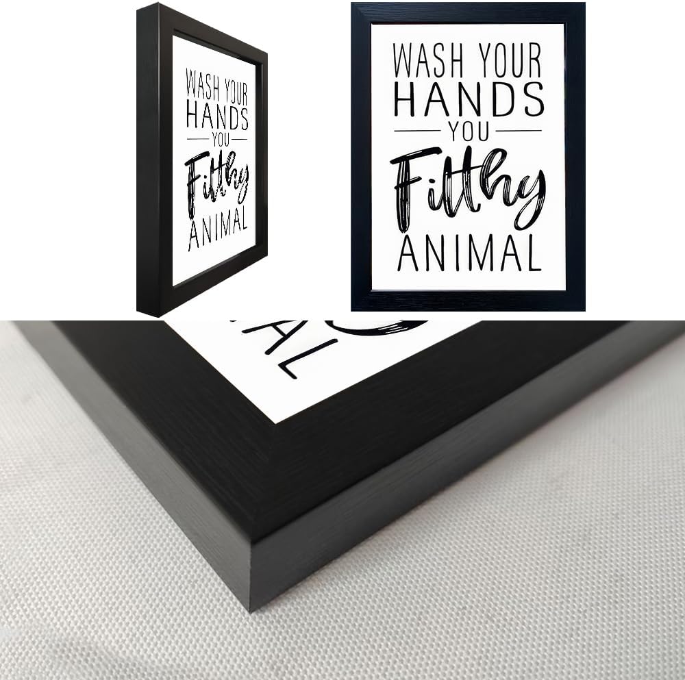 Black and White Bathroom Decor Art Bathroom Decor Signs Small Black Framed Canvas Toilet Art Kid's Washroom Artwork Print