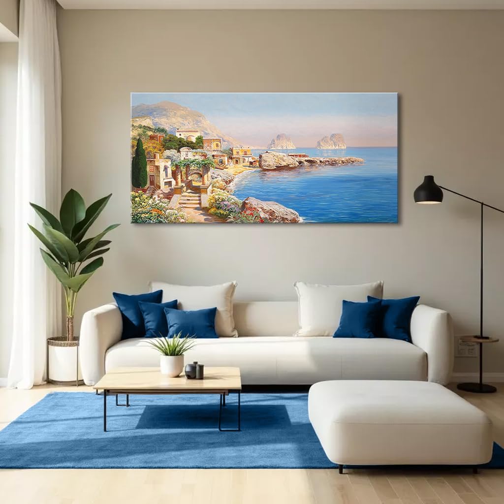 msspart Vintage Mediterranean Landscape by Gottfried Arnegger Canvas Wall Art Farmhouse Country Painting Picture Nature Artwork Poster Decor for Bedroom Living Room Office 20"x40"