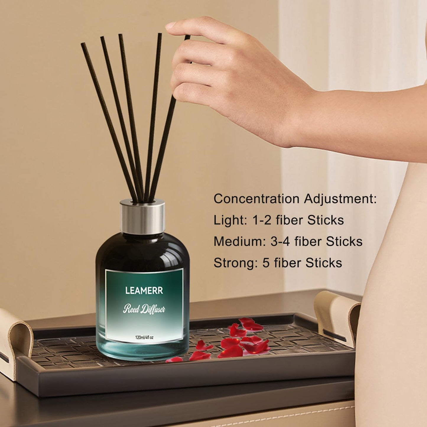 Reed Diffuser Sets, 4oz (120mL)- Lavender Reed Diffuser Oils, with 5 Reed Sticks, Home Fragrance Reed Diffuser for Bathroom Shelf Decoration.