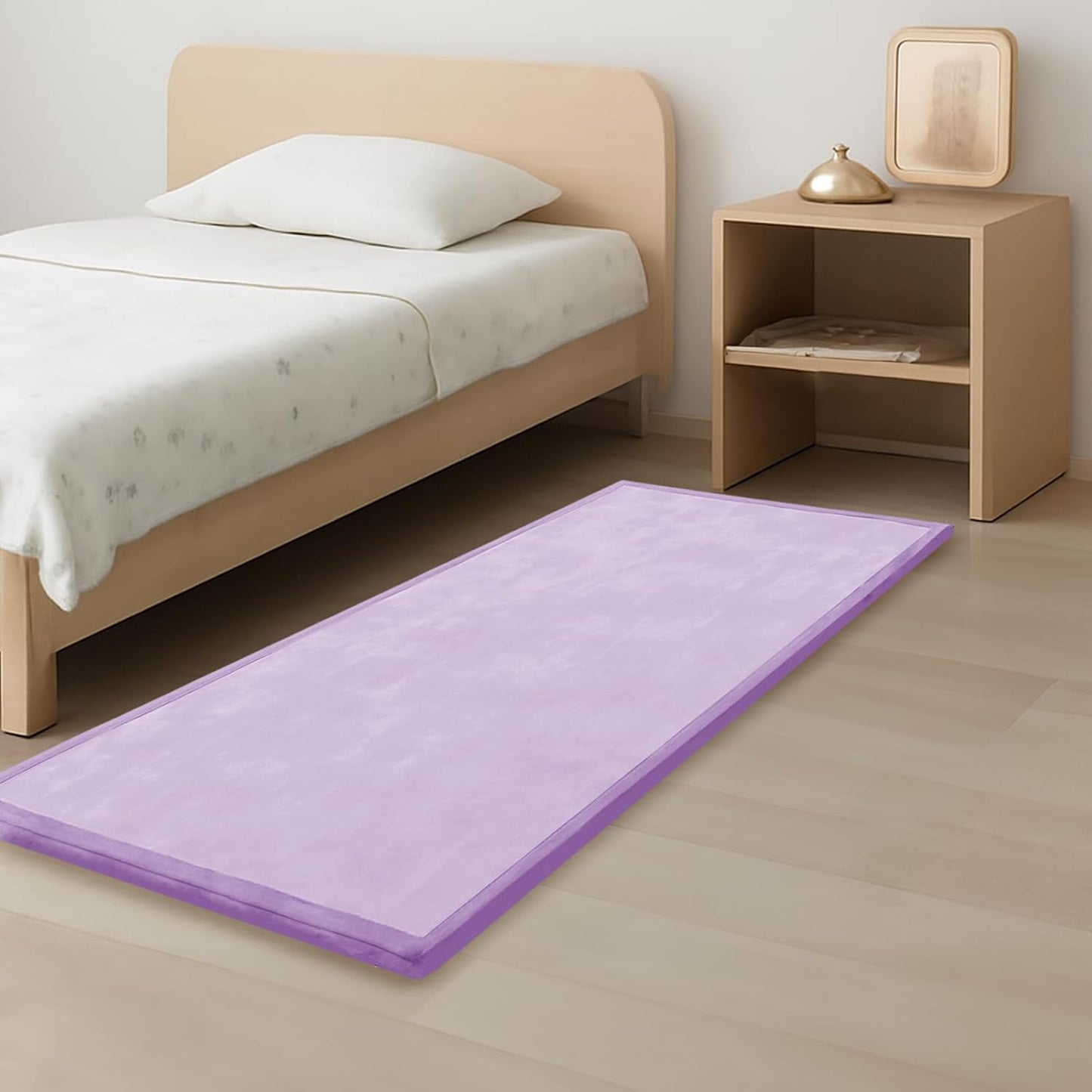 1.3" Thick Baby Play Mat for Floor, 28x72 Foam Tummy Time Mat, Padded Support Soft Plush Bedside Rugs for Infant Kids Toddler Crawling Kick Activity (Lavender)