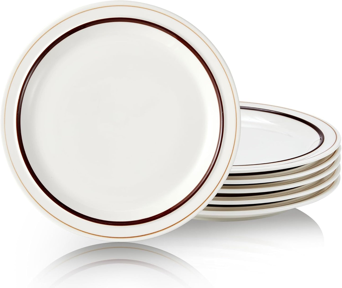 10.5-inch Porcelain Dinner Plate Set of 6 - Microwave, Oven and Dishwasher Safe, Scratch Resistant. (Brown)