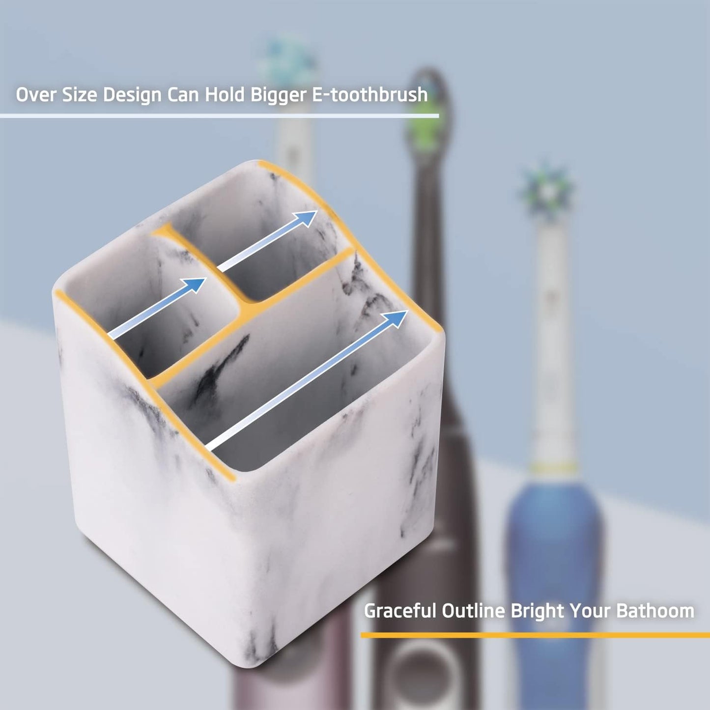 Toothbrush Holders for bathrooms, 3 Slots Electric Toothbrush Holder, White Marble Toothbrush and Toothpaste Holder Organizer for Razor,Cotton Swab(White 3 Slot)