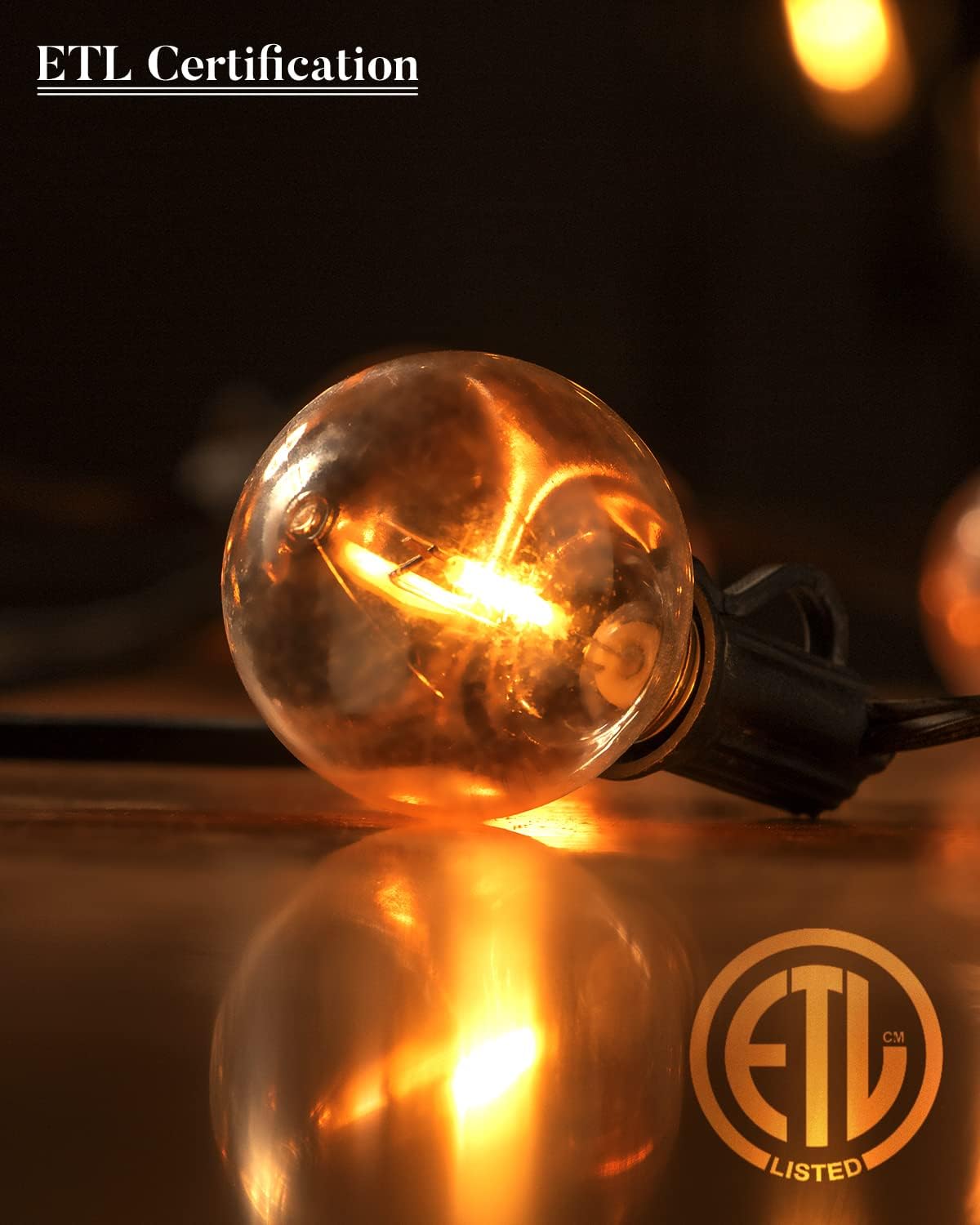 Lightdot 100FT Outdoor Led Patio Lights, ETL Listed Led String Lights with Shatterproof Edison Vitage Bulbs, Commercial Grade Hanging Light for Patio Cafe Bistro Backyard