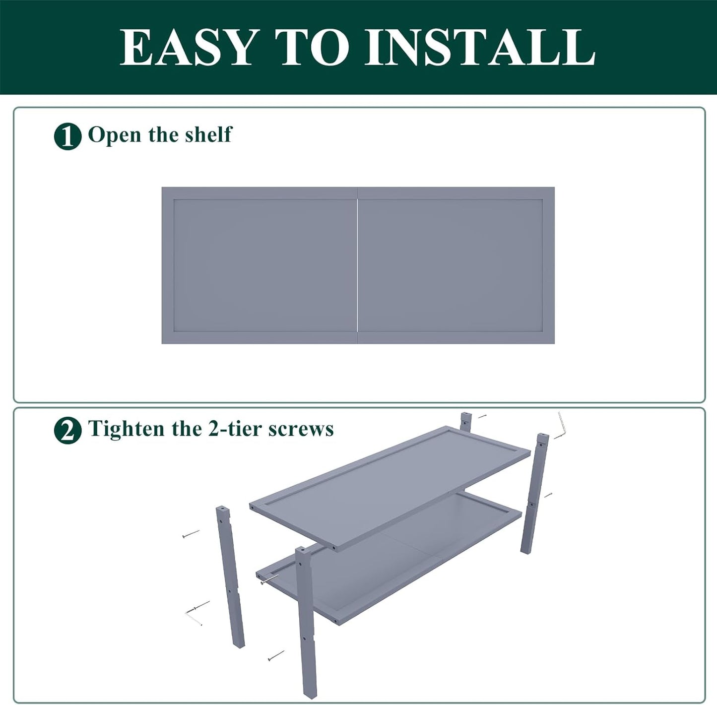 Smiry Bamboo Shoe Rack, 2 Tier Shoe Organizer for Entryway & Closet, Stackable Free Standing Storage Shelf for Shoes, Bags & Plants, Grey