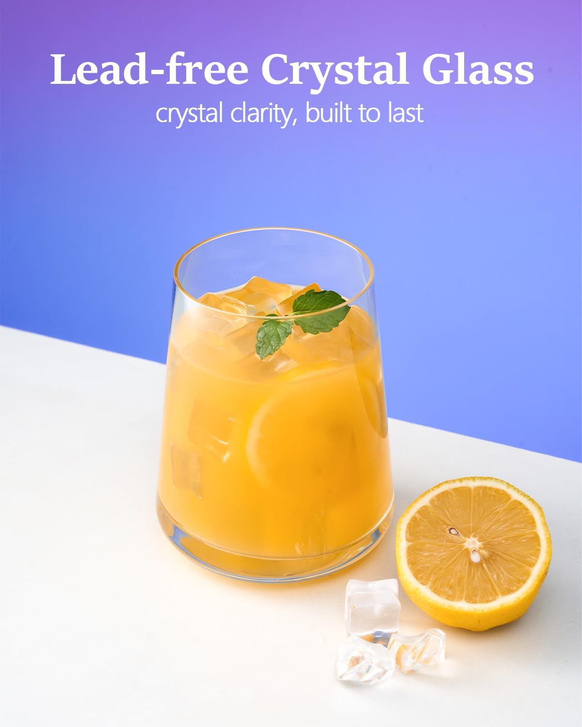 Crystal Stemless Wine Glasses Set of 6, 17 oz Hand-blown Drinking Glasses for Red and White Wine, Universal Drinking Glasses for Juice and Water, Thickened Base & Dishwasher Safe