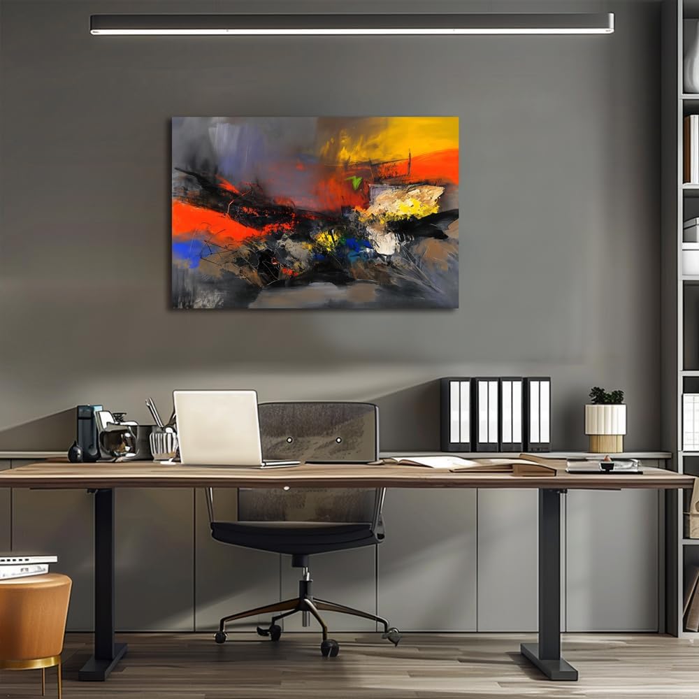 Red Black and Gray Abstract Canvas Wall Art Colorful Modern Multicolored Pictures for Living Room Contemporary Painting Wall Decor for Bedroom Home Office Decortions 24x36 inches