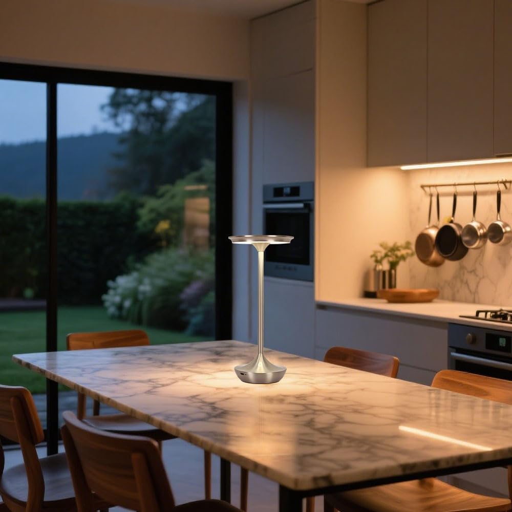 EJQ Cordless Table Lamp Rechargeable, 6000mAh Battery Operated LED Table Lights Outdoor Portable Touch Dimmable Table Lamp for Bedroom Patio Cofee Restaurant Dining Home Set of 2-Silver