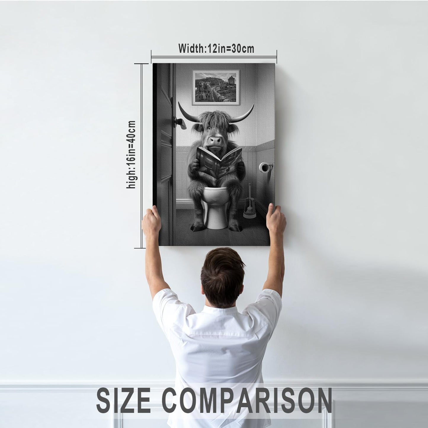 DIHSIEG Inspirational Canvas Wall Art Funny Bathroom Wall Art Print Poster, Frameless Canvas Decor,with Hook, Can be Placed on the Table,Motivational Prints,Dark 12x16 Inch