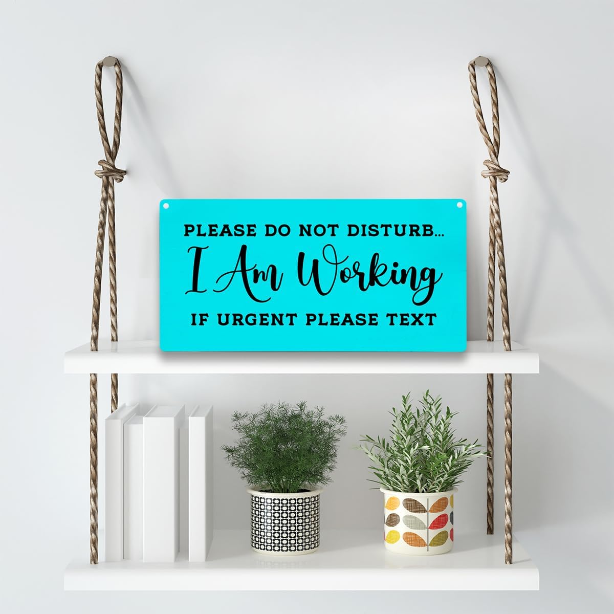 Front Door Please Do Not Disturb Sign, I Am Working f Urgent Please Text Signs, Wall Art Wooden Hanging Plaque 12 x 6 Inch, For Front Door Home Porch Entrance Decoration